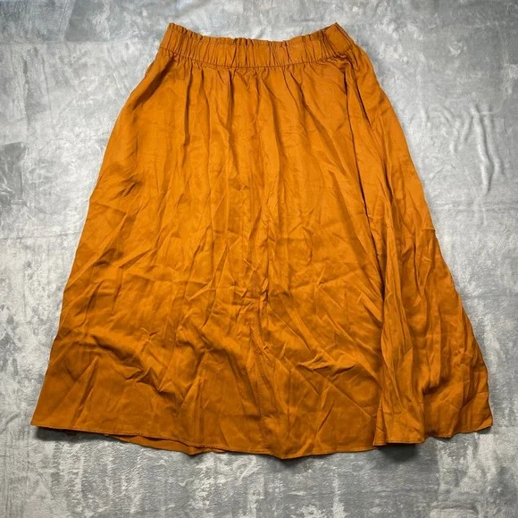 Ann Taylor Skirt Womens L Large Orange A Line Elastic Waist Casual Work - Picture 2 of 6